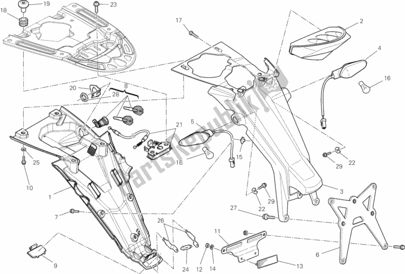 All parts for the Taillight of the Ducati Monster 796 ABS Thai Special Thailand 2015